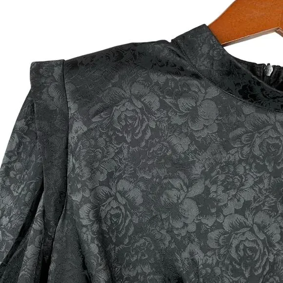 Nasty Gal Dress Grow The Extra Mile Black Satin Jacquard Mini Party Women's 6 - Picture 5 of 10